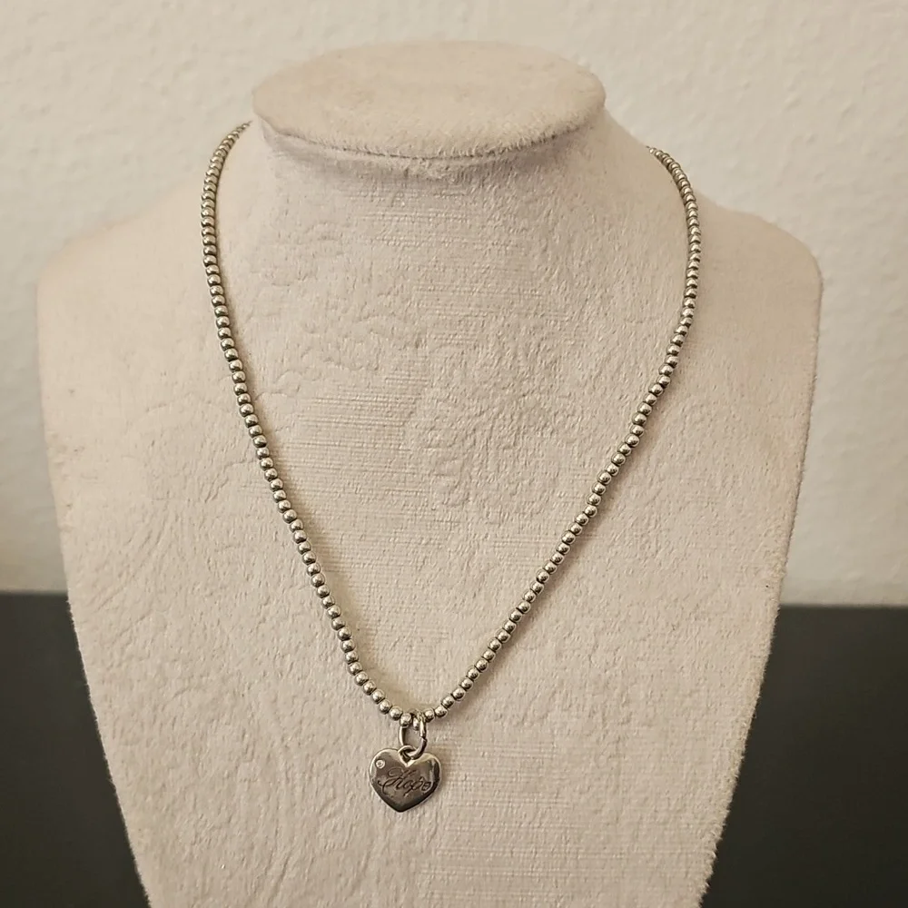 Steve Madden Silver Hope Heart Pendant Necklace 🌠